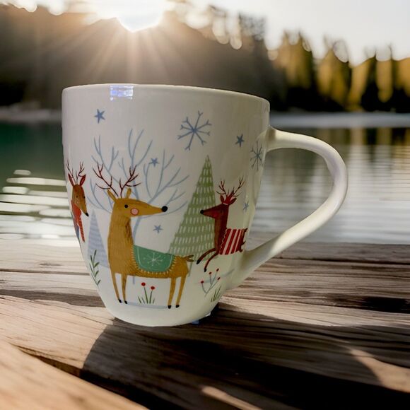 Christmas Winter Reindeer Rudolph Coffee Tea Mug "FINE DINING CHINA " - Picture 1 of 14
